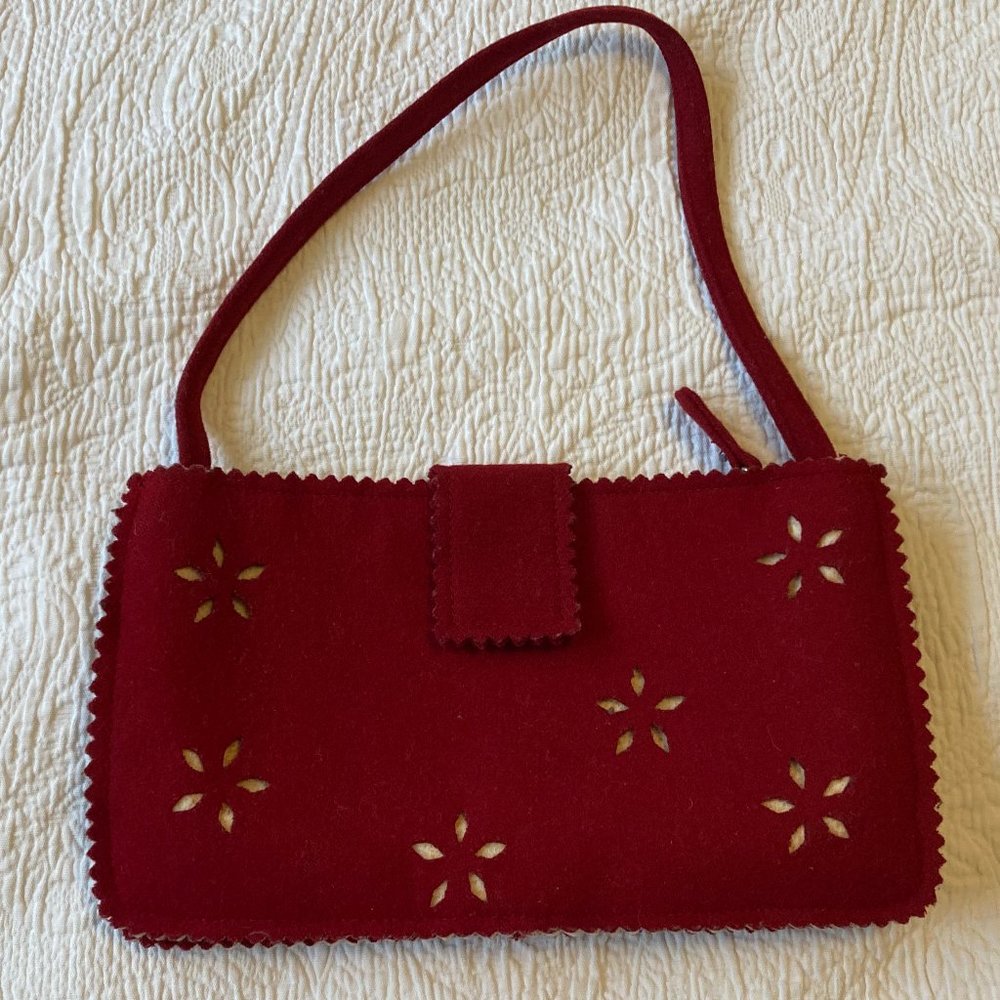 Pretty Red Felt Snowflake Purse